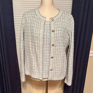 Talbots Light Blue and Cream Cardigan
